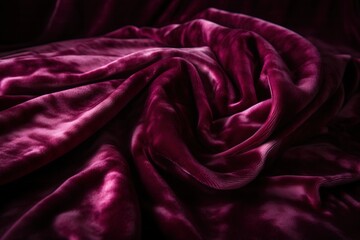  a close up of a bed with a purple blanket on it's side and a black background with a red blanket on it's side.  generative ai