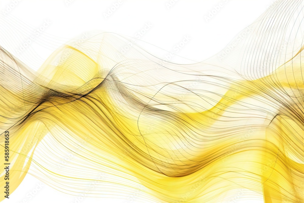 Poster a yellow and white abstract background with wavy lines and curves on a white background with room fo