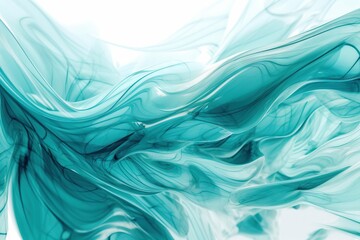  an abstract painting of blue and green waves on a white background with a black border in the center of the image is a blurry image.  generative ai
