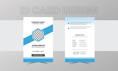 Modern and professional ID card template for office, employee ID card your Company. Office Id Card Layout blue and white Background | Employee Id Card for Your Business or Company.