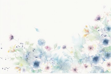  a watercolor painting of flowers on a white background with a place for a text or a picture to put on a card or a wall.  generative ai