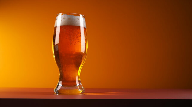 Glass of beer on a colored background Generative AI