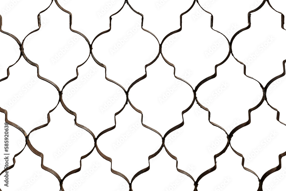 Wall mural metal fence with a pattern on a white background. metal texture