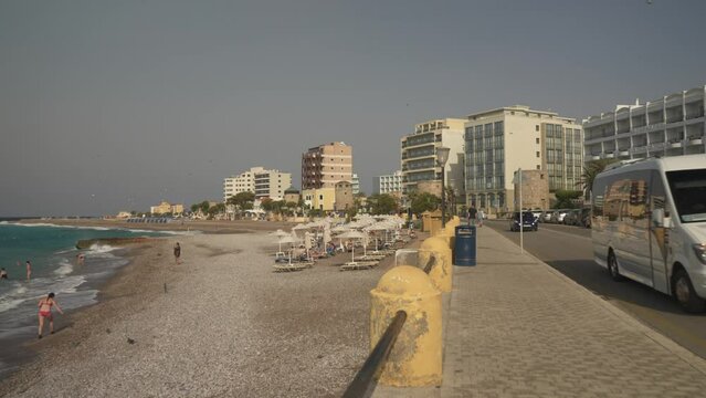 Paralia Elli Beach, Rhodes Town, Rhodes, Dodecanese Islands, Greek Islands, Greece, Europe