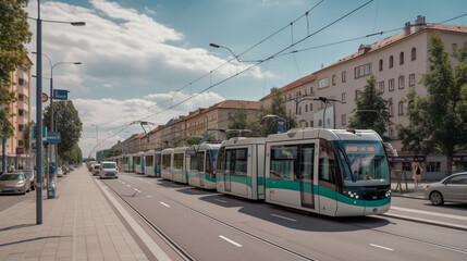 Fototapeta na wymiar A city with an integrated public transport system Generative AI