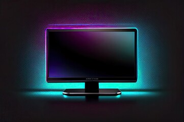 Blank Gaming Monitor Neon With Copyspace Generative AI