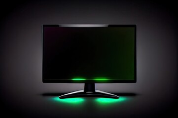 Blank Video Game Monitor Glowing Neon With Black Background Generative AI