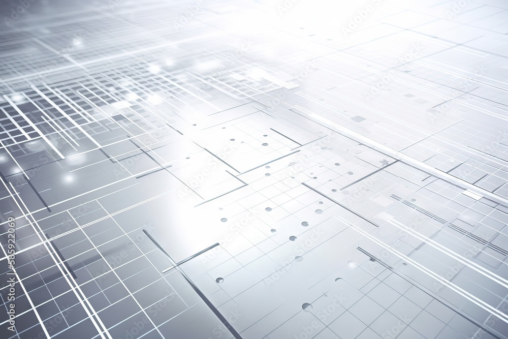 Aufkleber an abstract image of a futuristic city with lots of lines and dots on it's surface, with a bright li