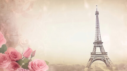 Fototapeta na wymiar Paris romantic background. Illustration AI Generative.