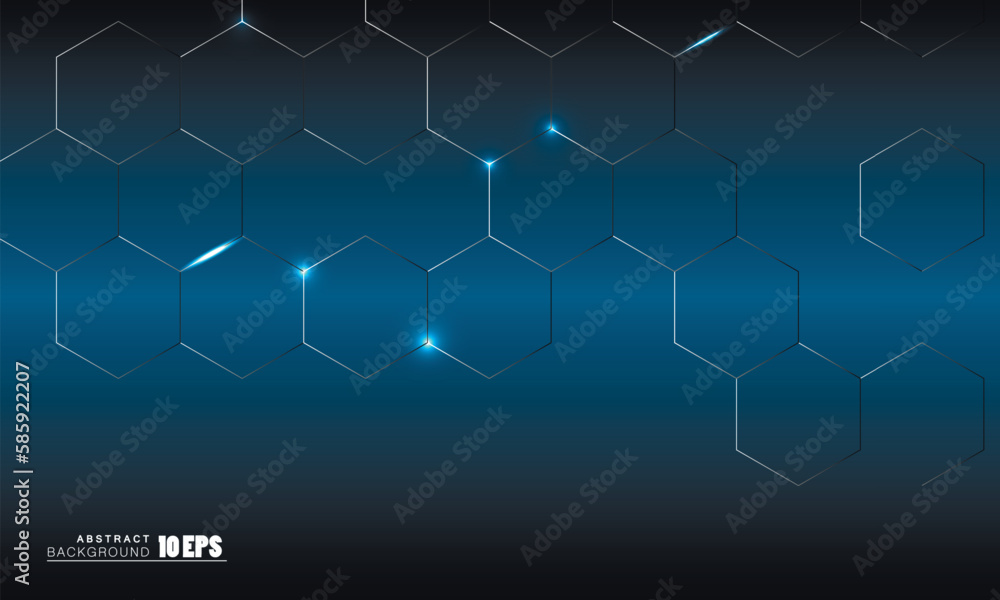 Leinwandbilder Light glow blue background. Medical and technology and science concept. Abstract hexagonal pattern. Vector illustration