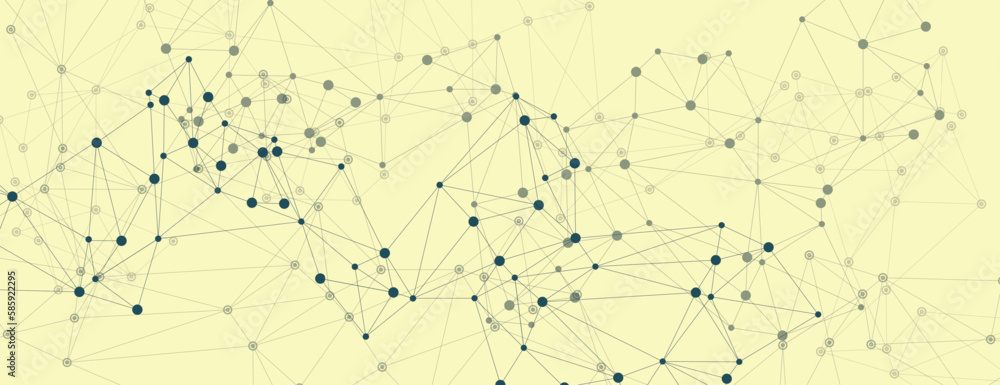 Fototapete Website header or banner design with abstract polygonal background and connecting dots and lines. Global network connection. Digital technology with plexus background and space for your text
