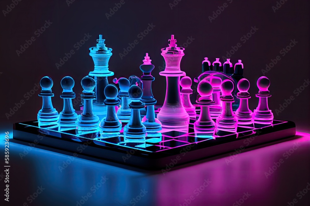 Poster gamer chess set with empty background generative ai