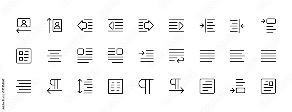 Poster document text editing, paragraph, alignment, align vector line icon for app, mobile website responsi
