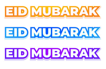Isolated colorful Eid Mubarak text for eid wish. Festive style typography.  Eid ul-Fitr, Eid ul-Adha. Religious holiday. Creative idea and Concept Design. Greeting card cover