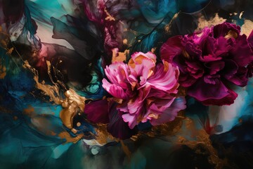 peony, pulsating energy, the charm of blooming peonies, abstract background, created using Generative AI technology 