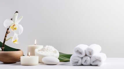 Beauty treatment items for spa procedures background. Generative AI