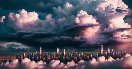 Storm Clouds over Cityscape (Created using generative AI)