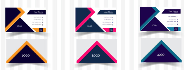  Modern business card print templates, Simple and clean design with place for photo, Personal visiting card, Vector creative business card, Vector illustration, double sided business card design.