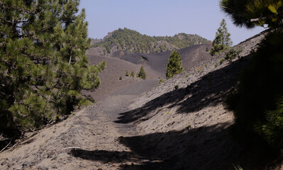 La Palma, landscapes along the long-range popular hiking route Ruta de Los Volcanes, 
going along the crest of the island from El Paso to Fuencaliente municipalities 