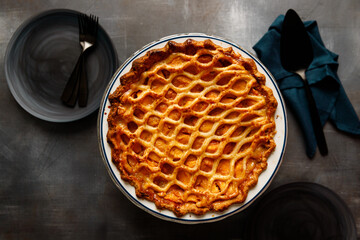 Pie on dark surface