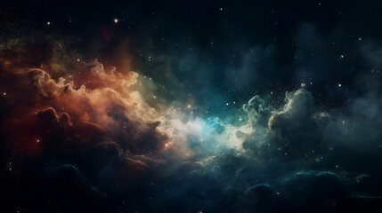 Naklejka na ściany i meble Nebula and galaxies in space. Abstract cosmos background. Generative ai