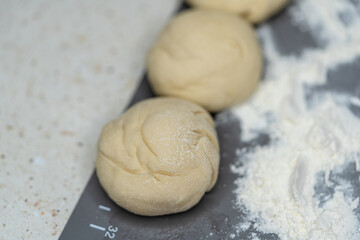 Homemade sourdough for Indian Naan Flatbread made with Wheat flour, vegan