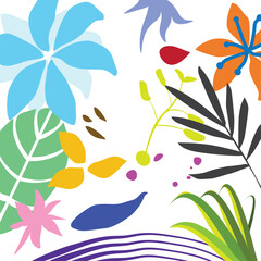 Organic colorful leaves and plants, vector background in various shapes