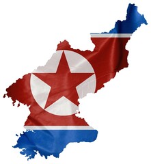 Drapeau/carte de la Corée du Nord