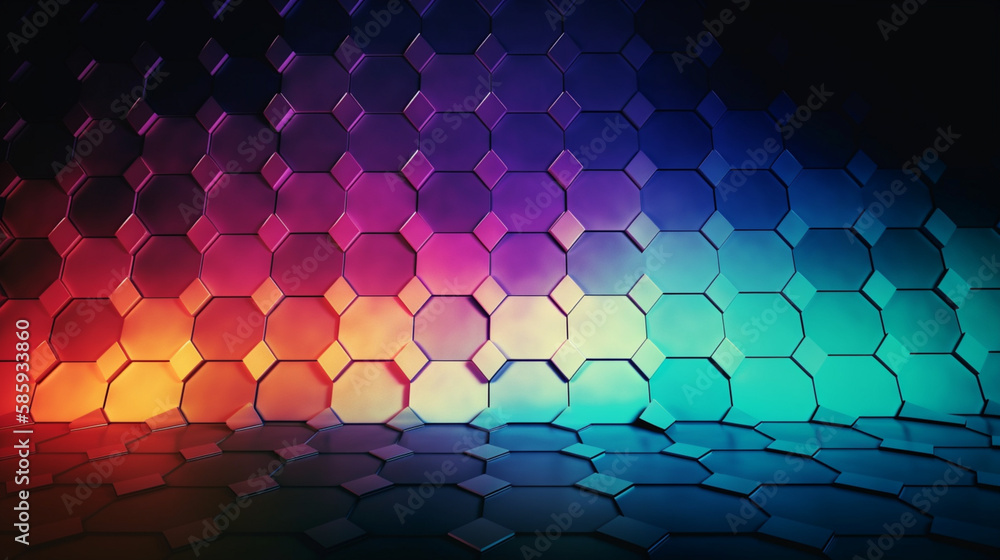 Poster abstract hexagonal geometric ultra wide background generative ai