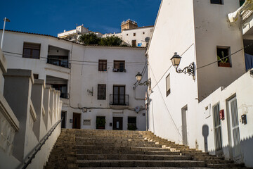 Fototapeta premium Empty streets of the old town of Altea. Classic Medieval white Spanish town on Costa Blanca