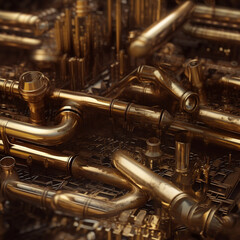 Naklejka premium seamless brass machine pattern