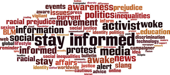 Stay informed word cloud concept. Collage made of words about stay informed. Vector illustration - obrazy, fototapety, plakaty
