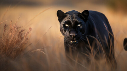 Black Panther in Savanna