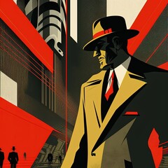 Espionage concept in russian constructivism retro style. Generative AI