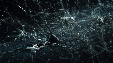 Detailed image of neurons in the human brain. generative AI,