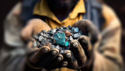 Artisanal Miner Holding Cobalt Deposit - Generative Ai	