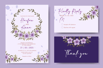 Elegant floral watercolor wedding invitation template