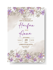 Elegant floral watercolor wedding invitation template