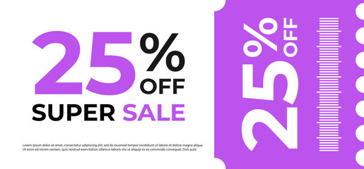 Realistic ticket with carved round edges and bar code template - blank white mockup of label sticker or entrance coupon isolated on transparent background. Vector illustration.