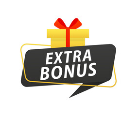 Extra bonus label banner. Modern banner with surprise gift. Web template for promotion. Bonus icon. Bonus tag. Modern web banner with gift. Vector illustration