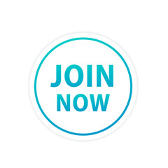 Join Now label banner. Modern banner Join Now. Web template for promotion. Web button. Join Now web button - rounded active banner UI element with text. Vector illustration