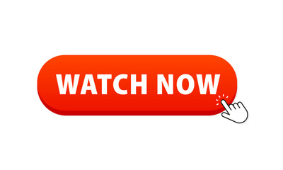 Watch now vector button in flat style. Play video icon isolated on white background. Watch video now button for web site. UI element. Vector illustration
