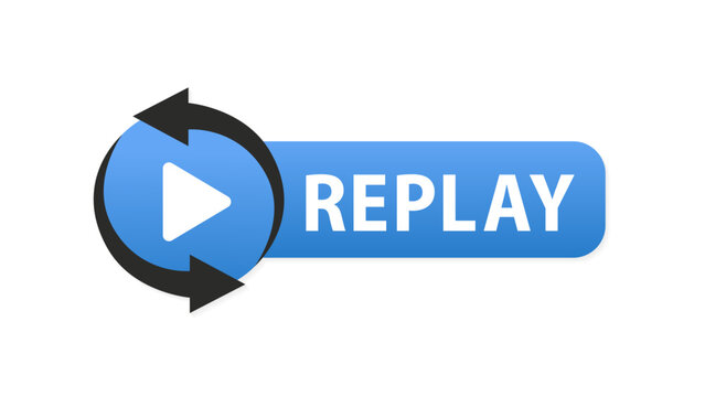 Play icon like a video play button. Simple flat style trend modern red logo graphic design. Replay. The concept of watching streaming video player or Live stream webinar UI emblem. Vector illustration