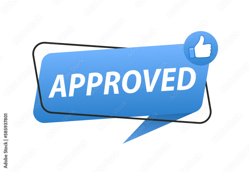Aufkleber approved flag label with thumbs up icon. approved flag of quality check icon. featured product with 