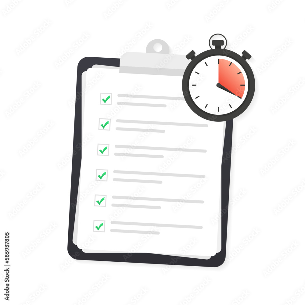 Poster speed and fast time symbol. stop watch, checklist icon for service fast and shipping. quick survey. 
