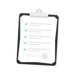 Contract documents. Document. A folder with a stamp and text. A document with a stack is agreed with a signature and seal of approval. Vector illustration