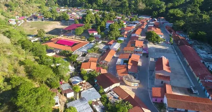 General aerial VIDEO of the town of Chuao, in the state of Aragua, Venezuela.