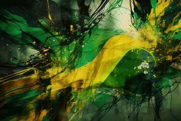Brazilian flag brush stroke art