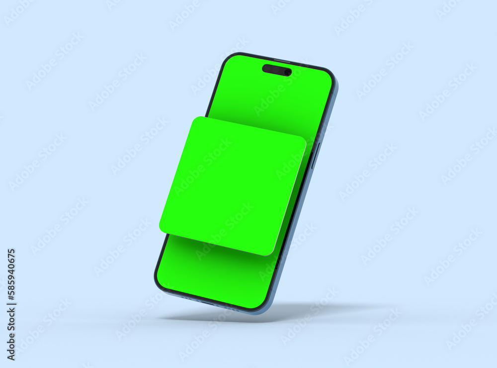 Wall mural phone 14 pro isometric design of mobile app screens with separated pop-ups. ui ux app concept. 3d re