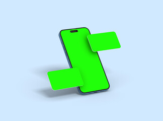 Phone 14 pro isometric design of mobile app Screens with separated pop-ups. ui ux app concept. 3d render